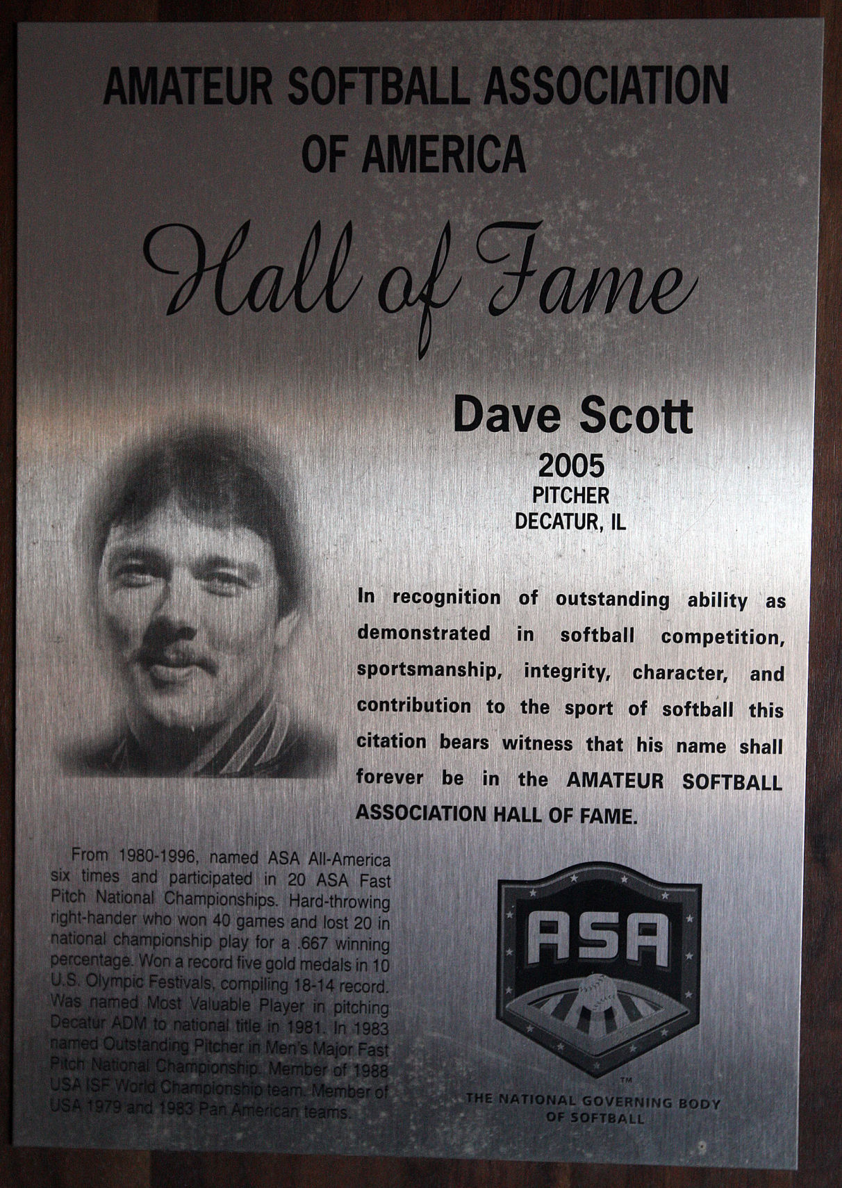 David Scott plaque